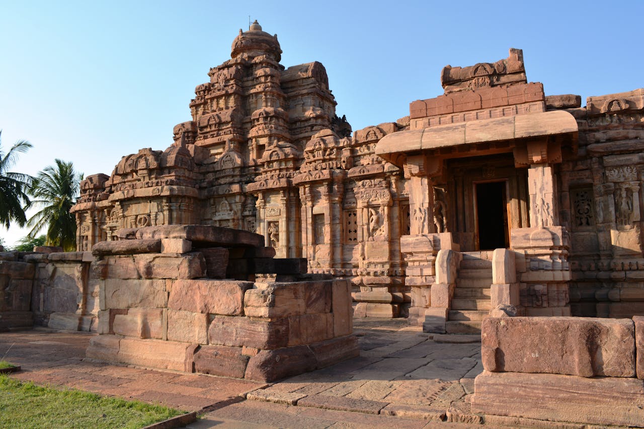 Explore the intricate stone carvings of the UNESCO World Heritage Site at Pattadakal, Karnataka, India.