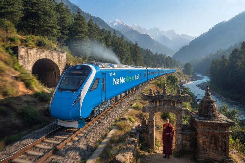 Hydrogen Green Train in Mountain Corridor